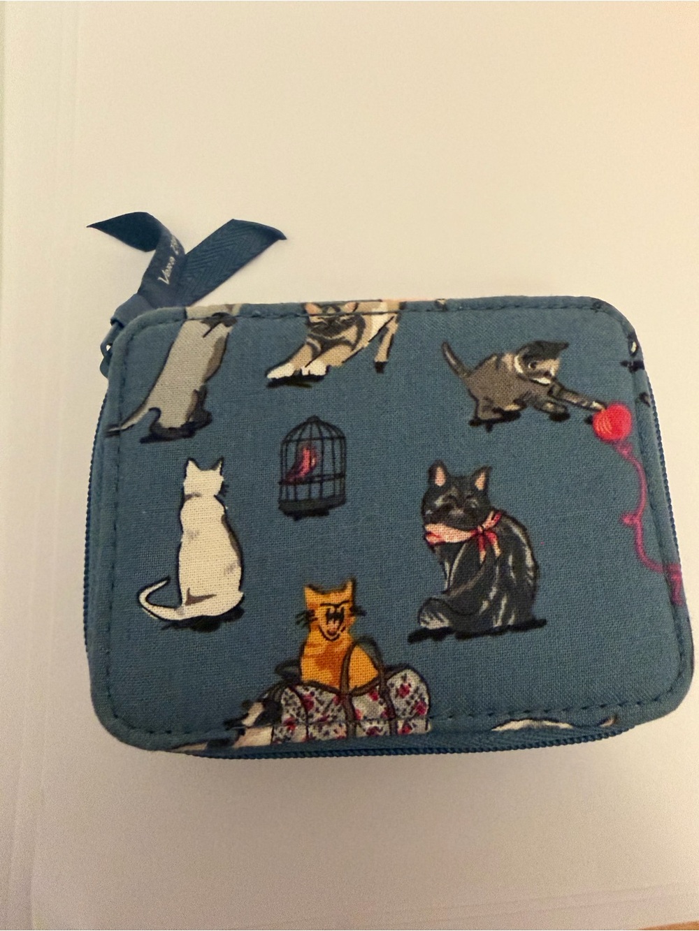 Vera Bradley cat print structured zip case